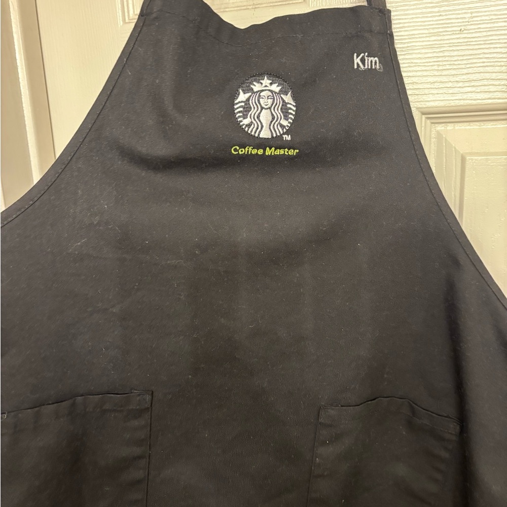 Starbucks Black Apron with Green Accent and White Logo